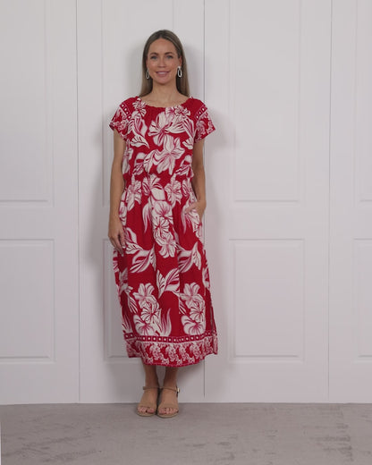 Langston Dress - Crimson Tropics