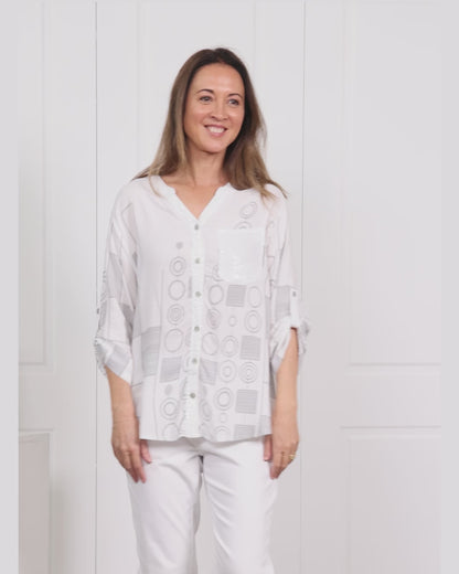 Carrington Shirt - Silver Circles