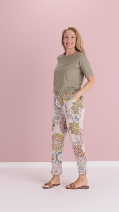 Mojave Linen Pants - Desert Sand Blooms