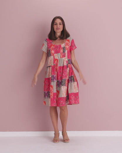 Emery Cotton Dress - Wildberry Patchwork