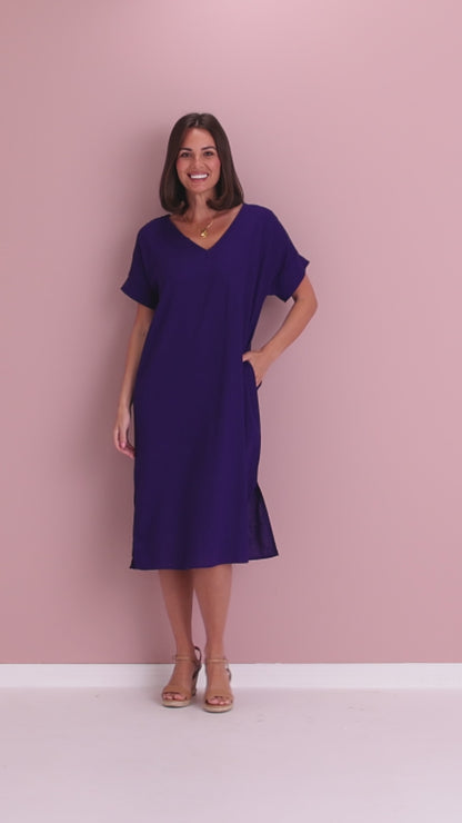 Esiteri Linen Dress - Purple