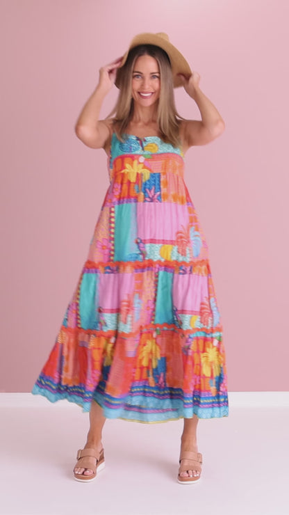 Luna Cotton Maxi Dress - Candy