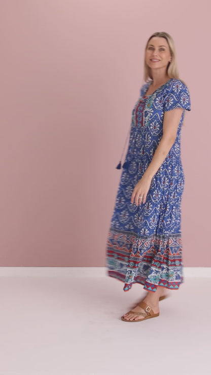 Zola V Neck Dress - Gujrat Border