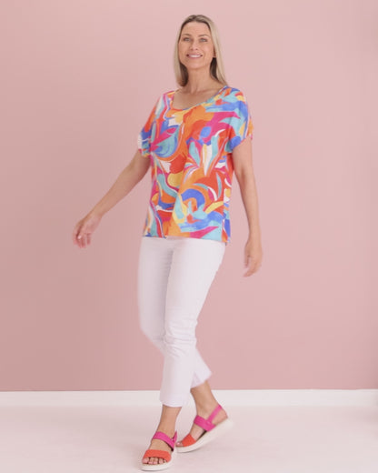 Misty Cap Sleeve Relaxed Top - Swirl