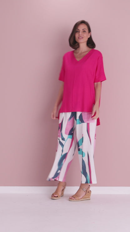 Sandra Linen & Cotton Top - Hot Pink