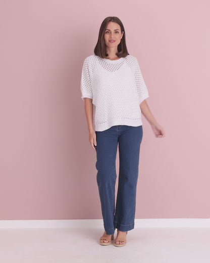 Joelle Summer Knit Top - White