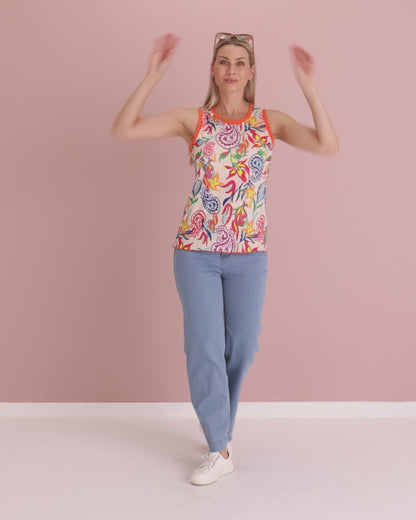 Tijuana Tank Top - Dragonfruit Floral