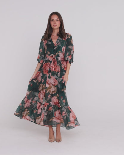 Willow Maxi Dress - Emerald Bloom