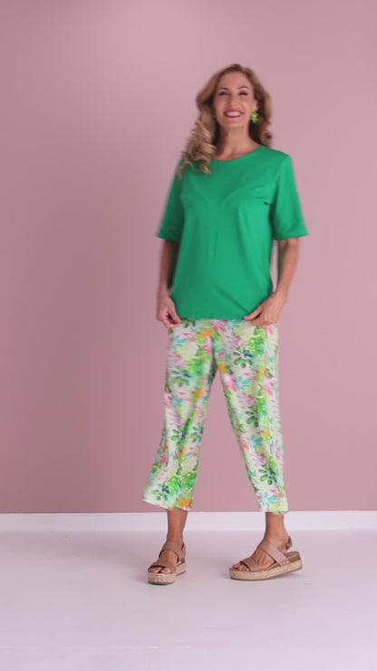 Leaves of Love Print Pants - Green Tree Floral