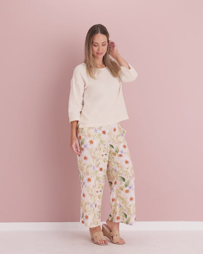 Brielle Linen Blend Pant - Floral