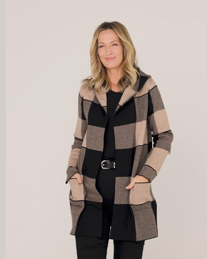 Huntley Check Cardigan - Natural Check