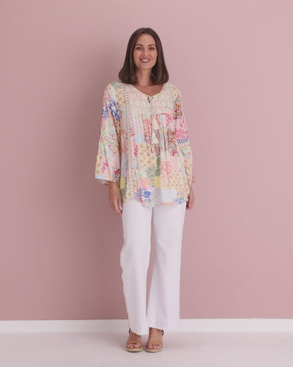 Elodie Boho Top - Sorbet Collage