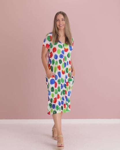 Stella Print Dress - Rainbow Spot