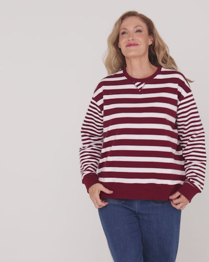 All Sorts Crew - Plum Stripe