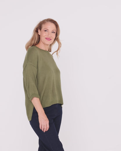 Byron Cotton Knit Top - Khaki