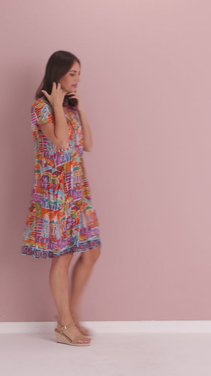 Nicola Cotton Dress - Tropical Village