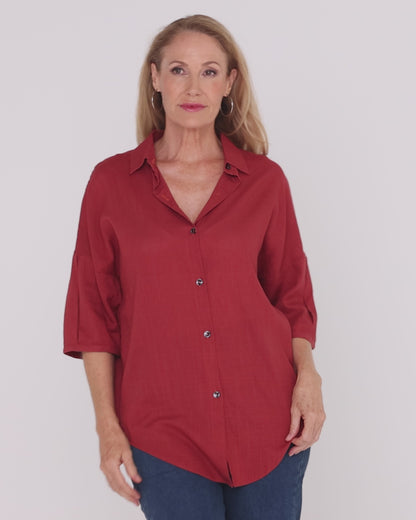 Elton Linen Shirt - Rust