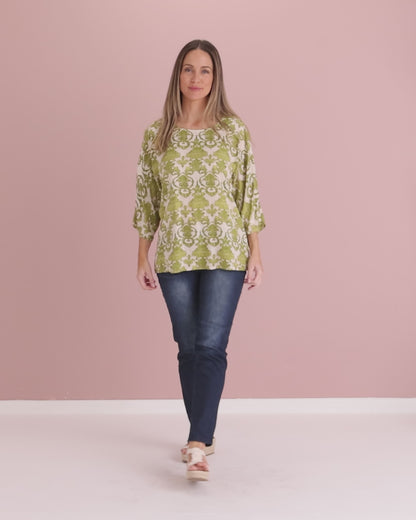 Summer Ease Top - Lime Tapestry Print