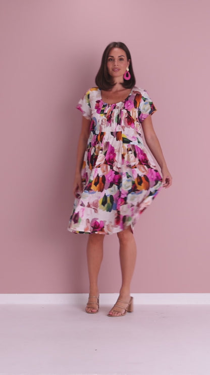 Emery Dress - Pastel Floral Painting