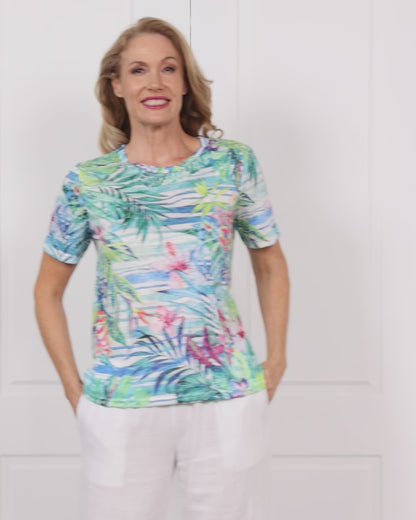 Callie Burnout Tee - Aqua Palm