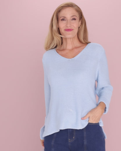 Emmy Cotton Knit Jumper - Baby Blue