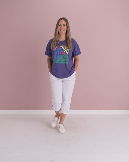 Tropical Nights Tee - Vintage Violet Blue
