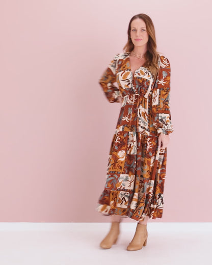 Dakota Dress - Tan Tropics
