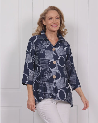 Maria Shirt - Navy Blue Sketch