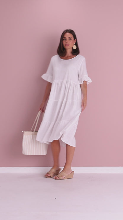 Jackson Linen Dress - White