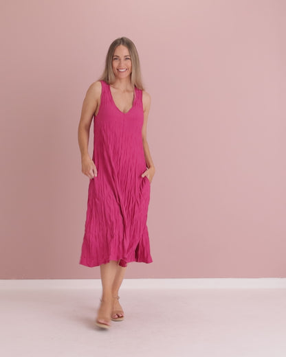 Stella Sleeveless Dress - Fuchsia