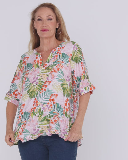 Charlotte Blouse - Queen Palm Tropical