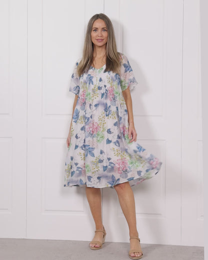 Lamia Dress - Indigo Garden