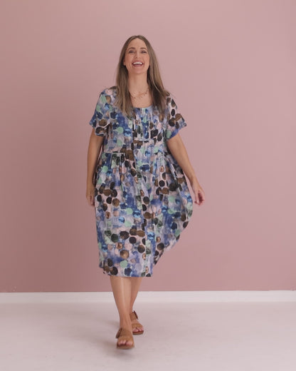 Elora Cotton Dress - Ocean Dapple