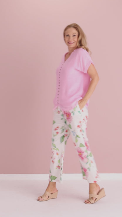 Cillian Pant - Ivory/Pink Bouquet