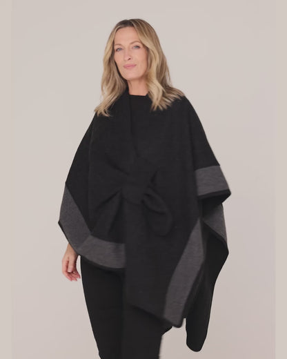 Ingliston Poncho - Black/Charcoal