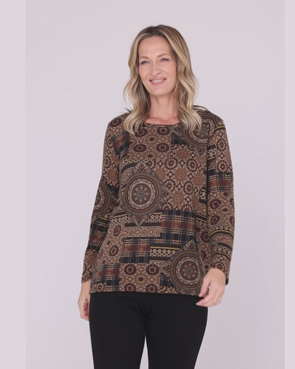 Rory Knit Top - Mocha Patch