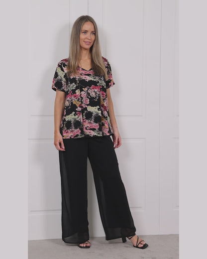 Chateau Plain Chiffon Pant - Black