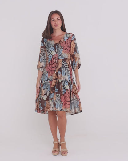 Delaney Dress - Choc Tropical