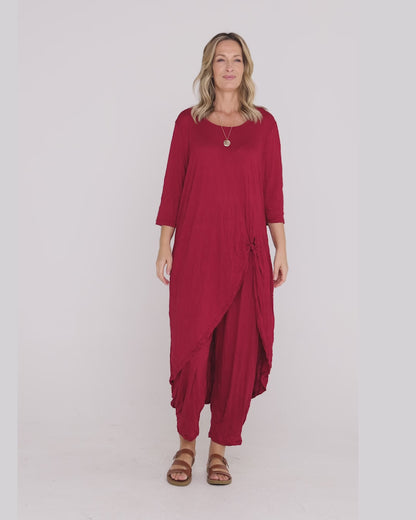 Ayana Cotton Tunic Top - Burgundy