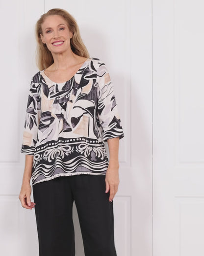 Rayna Top - Abstract Border