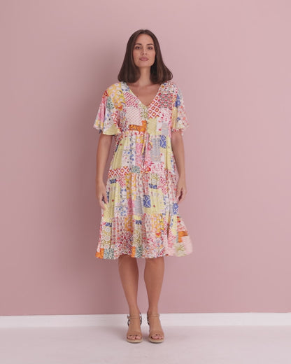 Tamblyn Dress - Lemon Floral Collage