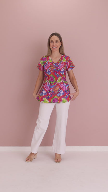 Kayla Cotton Top - Coral