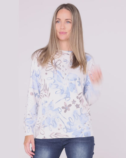 Swindon Knit - Blue Script Floral