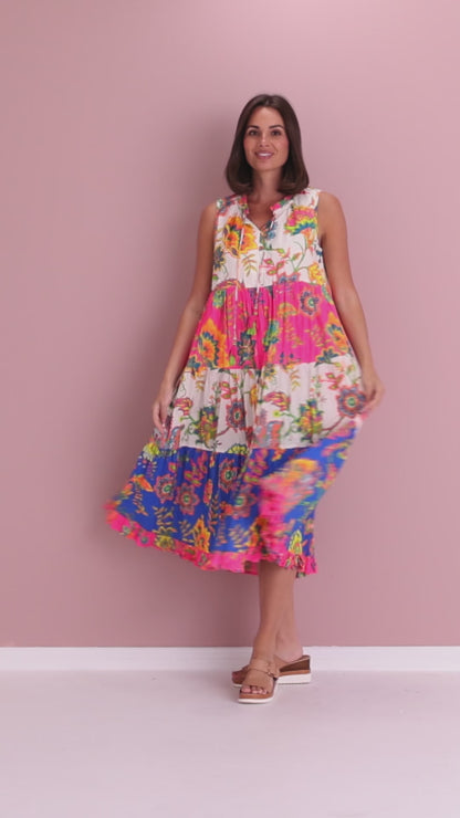 Le Monre Sleeveless Dress - Fluro Floral Print