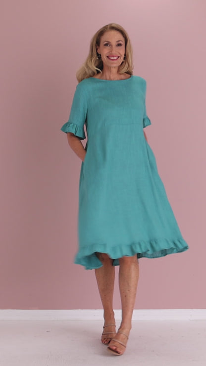 Nasira Linen Dress - Teal