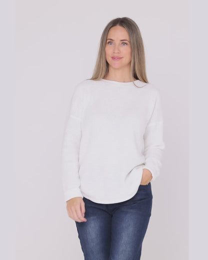 Brenda Waffle Knit - White