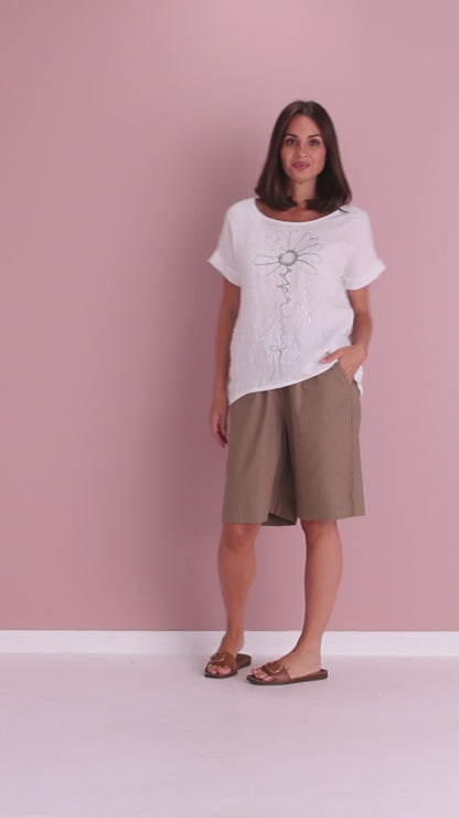 Myra Linen & Cotton Top - White