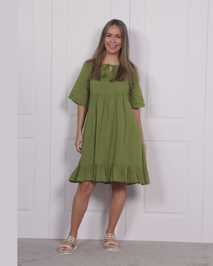 Amber Dress - Moss Green