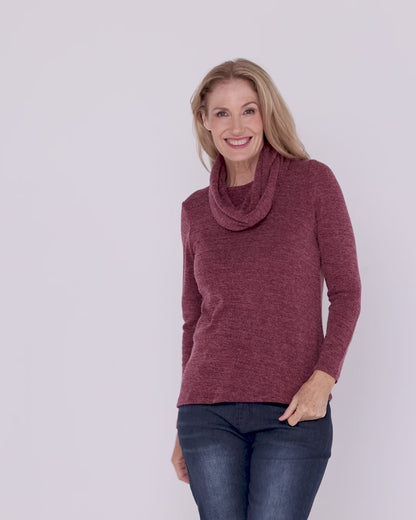 Lani Plain Knit Top & Snood - Wine
