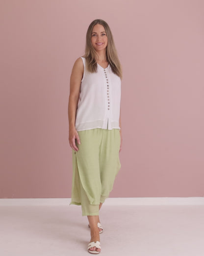 Liana Cropped Pants - Light Sage